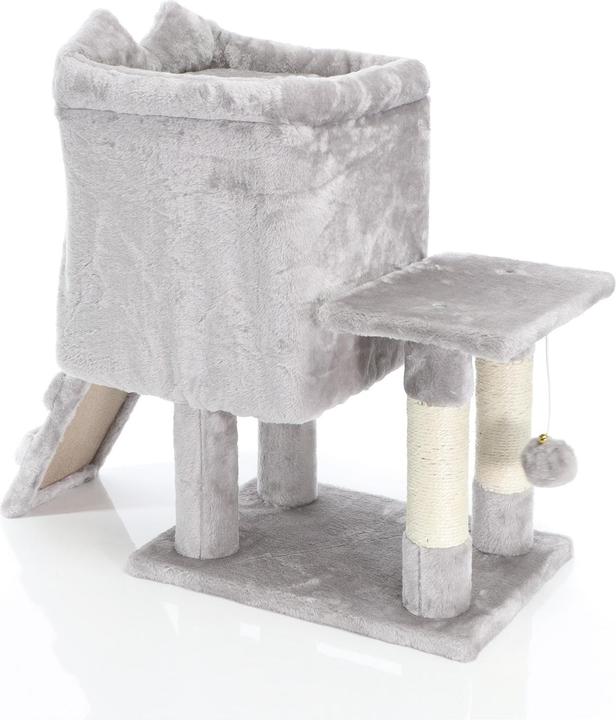 Actual product image Fudajo Cat Tree Light Grey Scratching Tree 60cm High Climbing Tree with House Sisal Scratch Post (60 cm, Light grey)