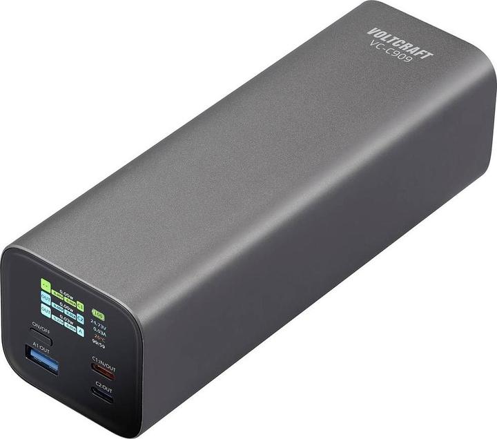 Actual product image Voltcraft VC-C909 Powerbank 27000 mAh Power Delivery 3.0 Li-Ion Black-Silver (27000 mAh)