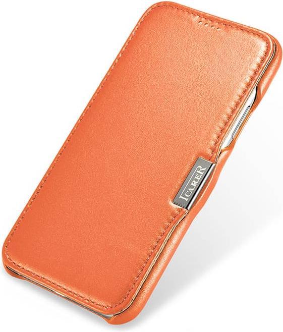 Produktbild iCarer iPhone X/XS - Luxury Series Echtleder Flip Case RI802-IG, orange (Apple iPhone X, Apple iPhone XS)