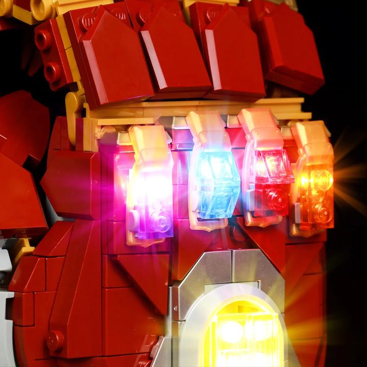 Actual product image BrickBling LED light set for LEGO Avengers: Iron Man Nano Glove (76223) incl. remote control