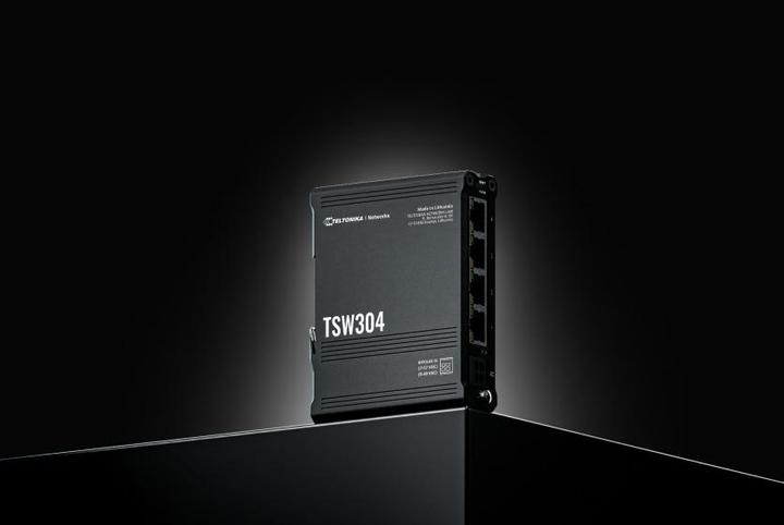 Actual product image Teltonika TSW304 4 Port Gigabit Industrial Unmanaged Switch DIN RAIL (4 Ports)
