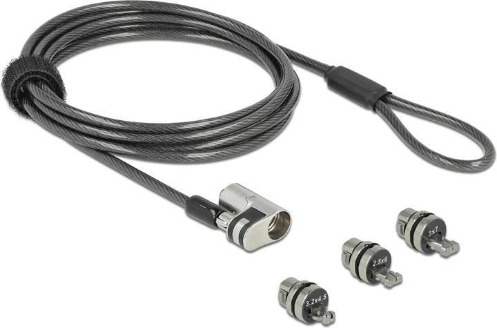 Produktbild Navilock Notebook Sicherungskabel mit 3 Verriegelungsköpfen für Kensington, Noble Wedge und Nano Slot