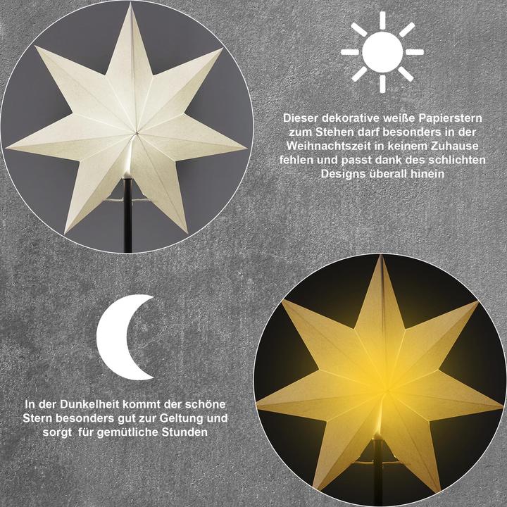 Actual product image Star Trading Paper star on base FROZEN white 34x55cm 1 LED E14