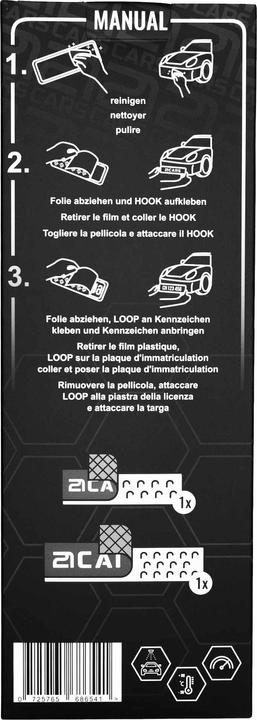 Produktbild 21cars Klett Wechselschild Nummernschild Kennzeichenhalter | Rahmenlos (Hochformat)