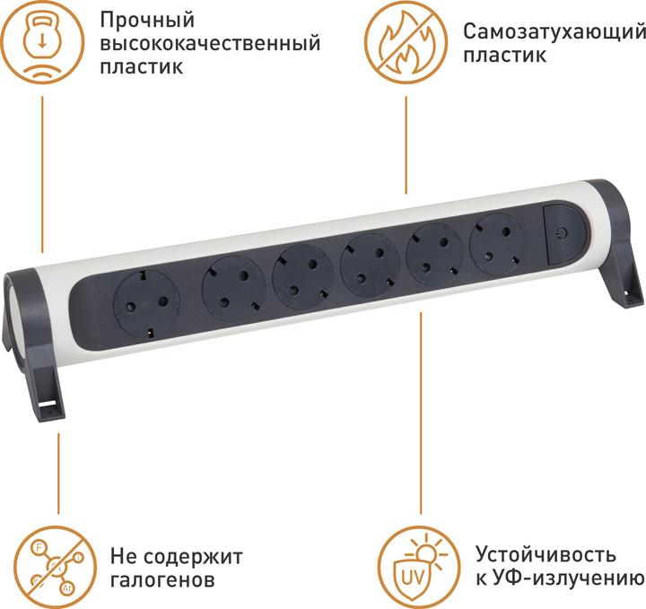 Actual product image Legrand Rotatable socket strip 6x socket, without cable white-black 694547 (6 x, CEE 32/3)