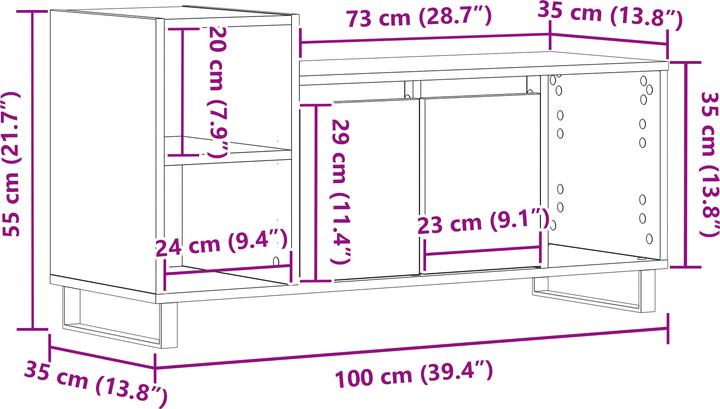 Produktbild VidaXL TV-Bank Schwarz Eiche 100x35x55 cm Werkstoff (35 x 35 x 55 cm)