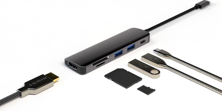 Immagine prodotto 4smarts Hub 6in1 con funzione DeX spazio grigio (USB-C, 6 Porti)