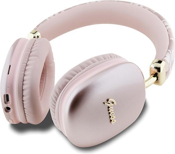 Productafbeelding Guess słuchawki nauszne Bluetooth GUBHK1GCTCSP różowy/roze Gcube Metallic Script Logo (ANC)