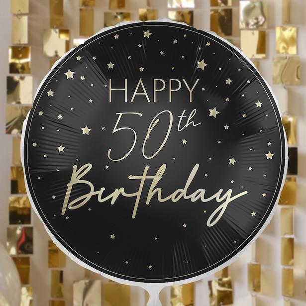 Produktbild Ginger Ray Folienballon Schwarz & Gold 50. Geburtstag (1 x)