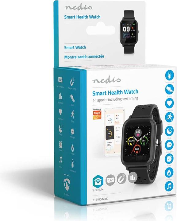 Produktbild Nedis Smartwatch - LCD-Anzeige, IP68, Maximale Betriebszeit: 7200 min, Android™ / IOS (37 mm)