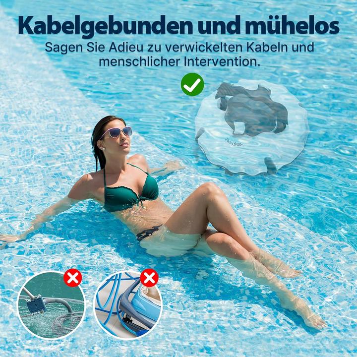 Produktbild Redkey S100 Zwembadrobot draadloos-130 Minuten Vloerreiniging-Zwembad robot-Moeiteloze