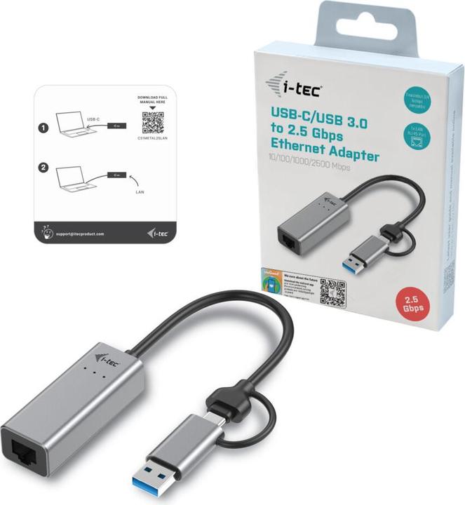 Actual product image i-tec USB-C Ethernet Adapter (USB-C 3.1 Gen 1, RJ45 2.5 Gigabit Ethernet (1x))