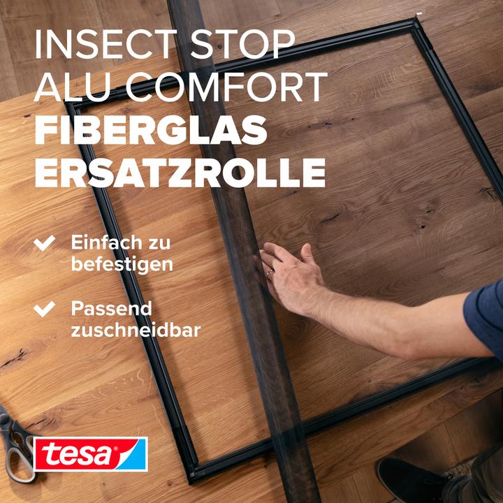 Actual product image tesa Insect screen Alu COMFORT replacement roll made of fibreglass fabric, for windows & doors, without (120 x 250 cm)