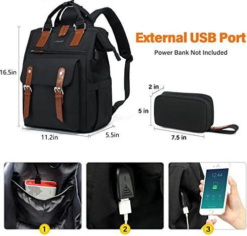Produktbild Only-Bags.Store Rucksack Laptop, 15,6 Zoll Schulrucksack Teen mit Datenkabeltasche, wasserdichte Schultasche