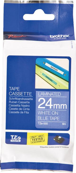 Actual product image Brother Tze-555 (2.40 cm, Blue, White)