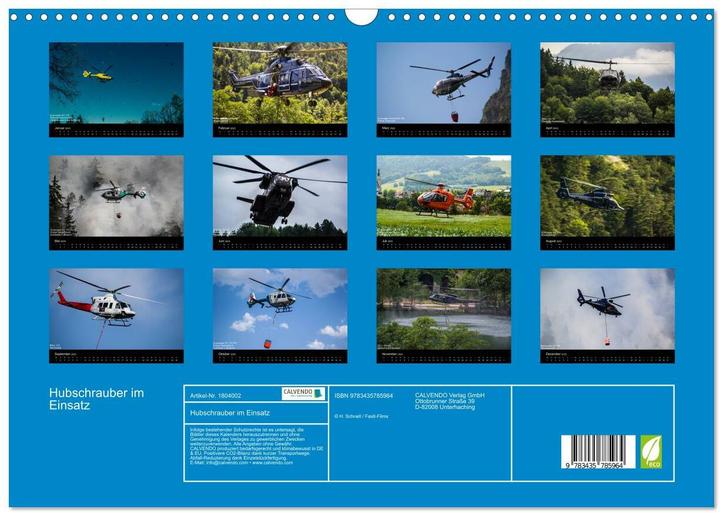 Image du produit Hubschrauber im Einsatz (Wandkalender 2025 DIN A3 quer), Monatskalender (A3, Allemand)