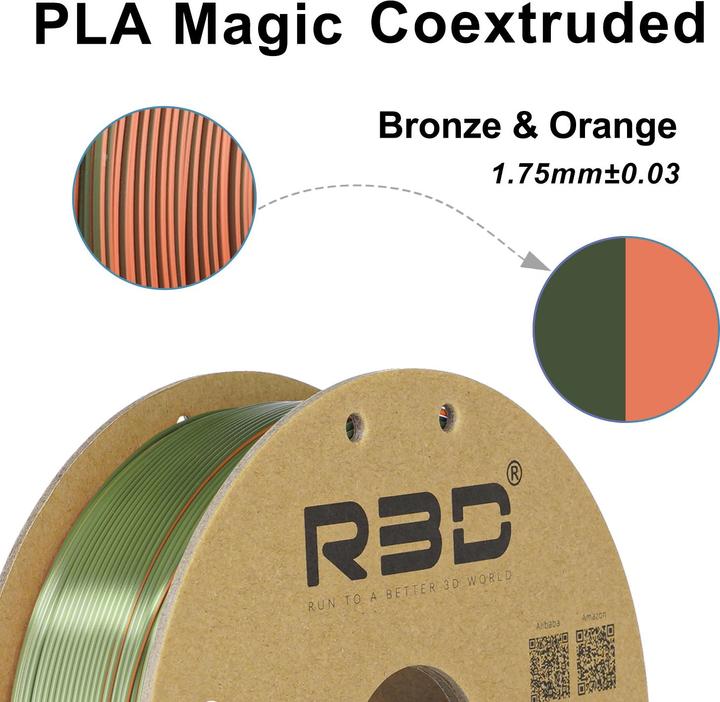 Immagine prodotto R3D eSilk Magic-PLA Bronzo-Arancione Filamento 1,75mm 1Kg (PLA, 1.75 mm, 1000 g, Arancia)