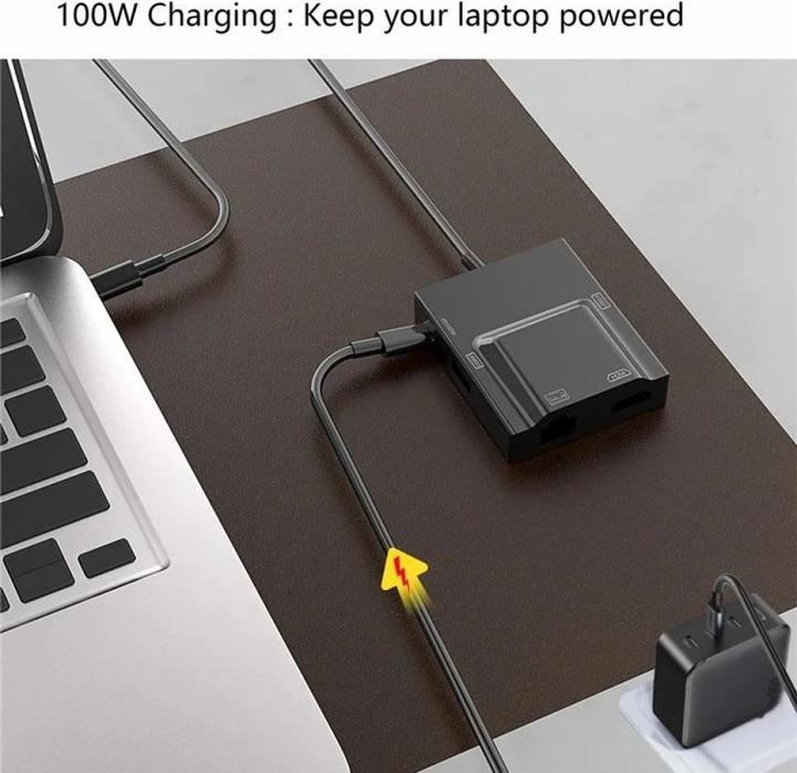 Produktbild PowerGuard 5-in-1 USB-C HDMI Gigabit Ethernet USB 3.0 100W Multiport Adapter (USB-C, 5 Ports)