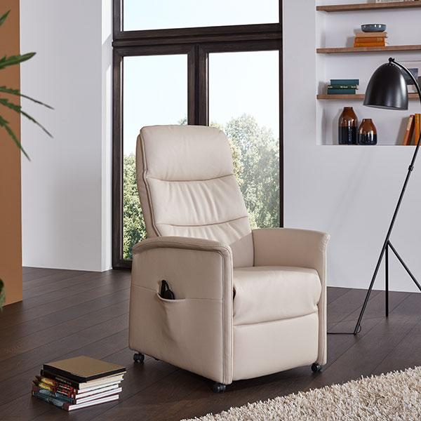 Image du produit Mirex Aufsteh-Ruhesessel Cumulus Quartett leder marmor hellbeige