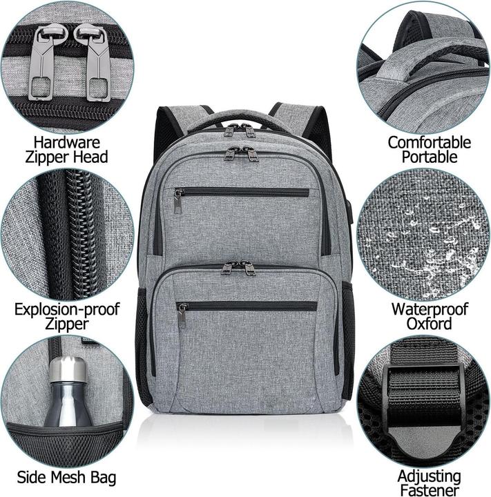 Produktbild Only-Bags.Store Rucksack, Schulrucksack wasserdicht Arbeit Laptop mit USB-Ladeanschluss, Reisen Wanderrucksack (32 l)