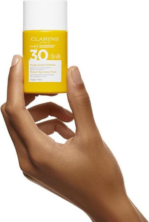 Immagine prodotto Clarins Sole - Fluide Solaire Minéral Visage SPF30 (Crema solare viso, SPF 30, 30 ml, 62 g)