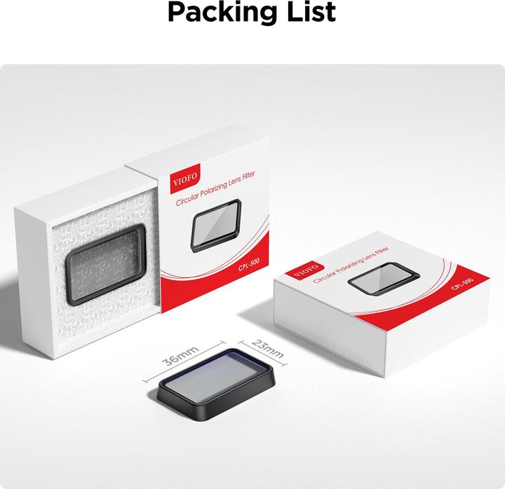 Actual product image Viofo CPL-500 filter for RTC300 Telephoto Camera (A329 rear cam)