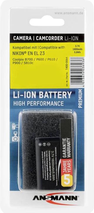 Produktbild Ansmann A-NIK EN-EL23 1700mAh 3,8V (Kamera Akku)