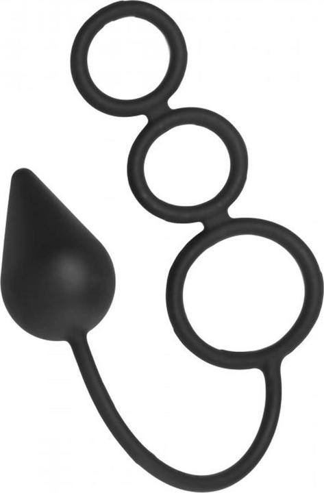 Master Series Triple Threat Silicone Tri-Cock Ring and Plug (4 cm)