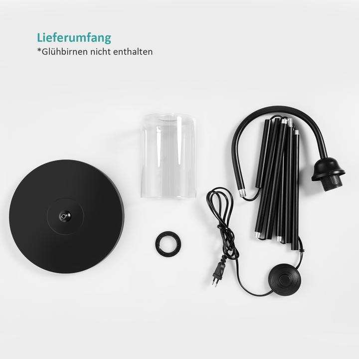 Actual product image Emke Kyle Floor Lamp, E27 Glass Floor Lamp with Foot Switch, Black (E27)
