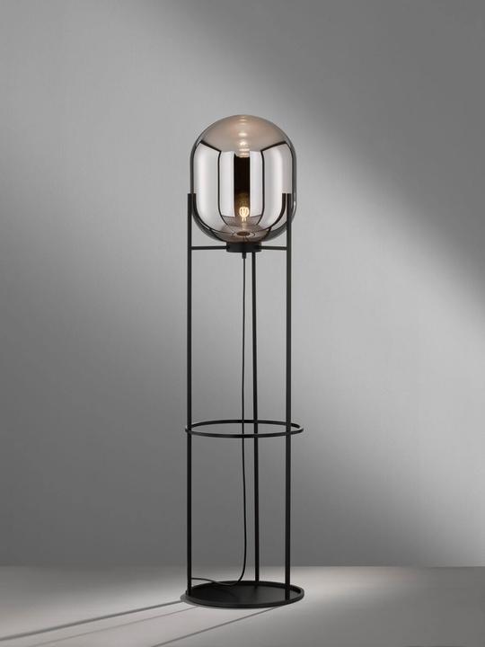 Actual product image Fischer & Honsel Honsel floor lamp Regi - black matt/smoke coloured glass (40423) (E27)