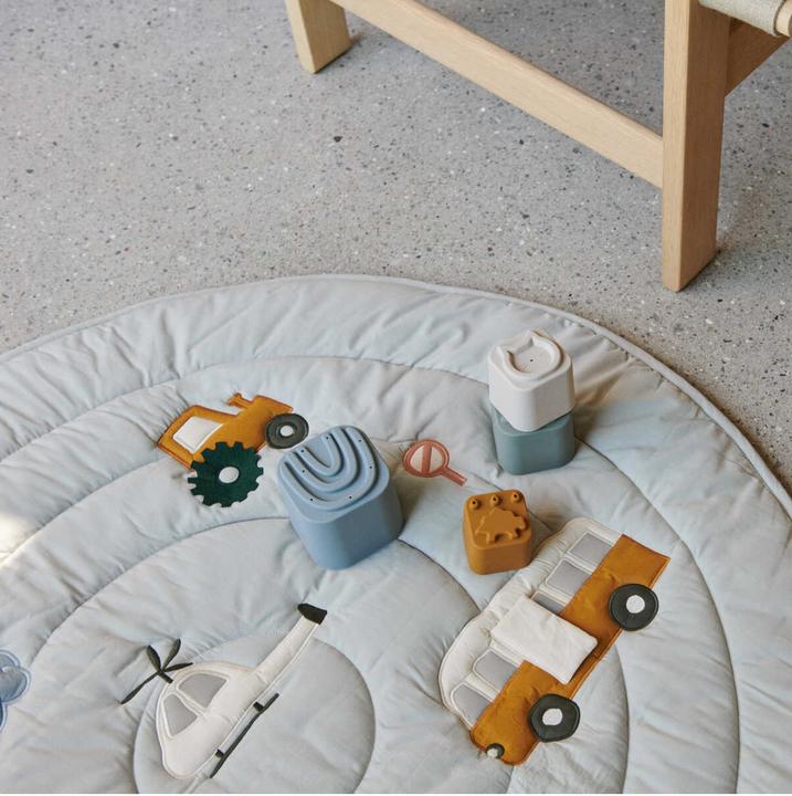 Actual product image Liewood Activity Blanket Gitta Vehicles Dove Blue