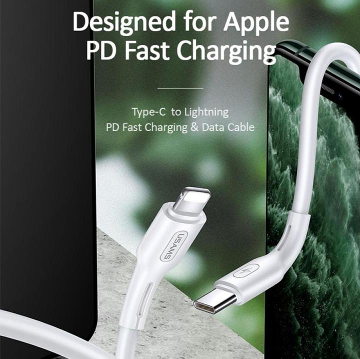 Image du produit Usams U43 Câble de charge rapide USB-C vers lightning 30W, blanc (1.20 m, USB 3.2 Gen 1, 30 W)