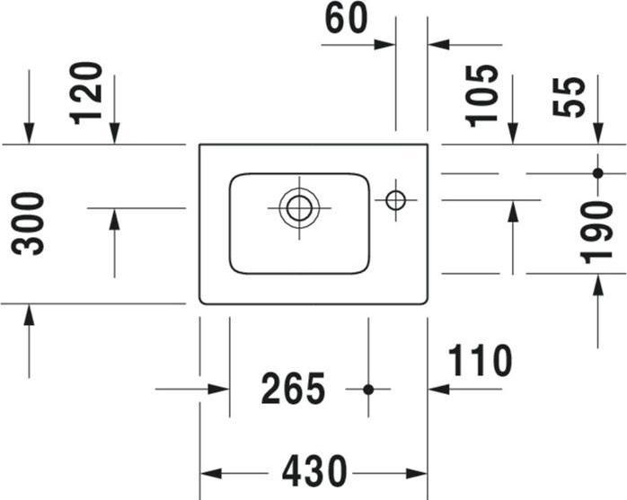 Produktbild Duravit Handwaschbecken ME by Starck o ÜL m HLB 430x300mm 1 HL we sdm WG (300 mm, 430 mm)