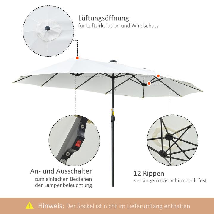 Produktbild Outsunny Sonnenschirm mit Solar-LED-Leuchte (2.65 m)