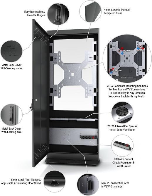 Image du produit DSS Stèle d'intérieur Portrait, écran 32", noir
