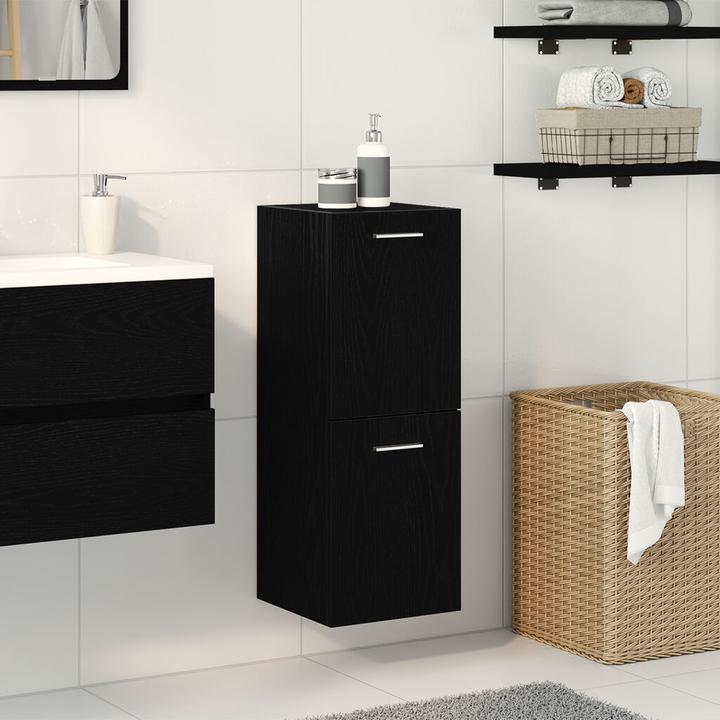 Produktbild VidaXL Bad-Wandschrank Schwarz Eiche 30x30x80 cm Spanplatte (30 x 30 x 80 cm)