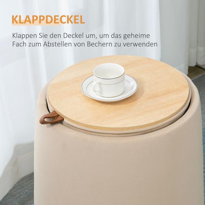 Produktbild Swisshandel24 Ottomane Sitzhocker Hocker mit Stauraum Polsterhocker Fussbank 2-in-1 Rund Deckel abnehmbar in Samto