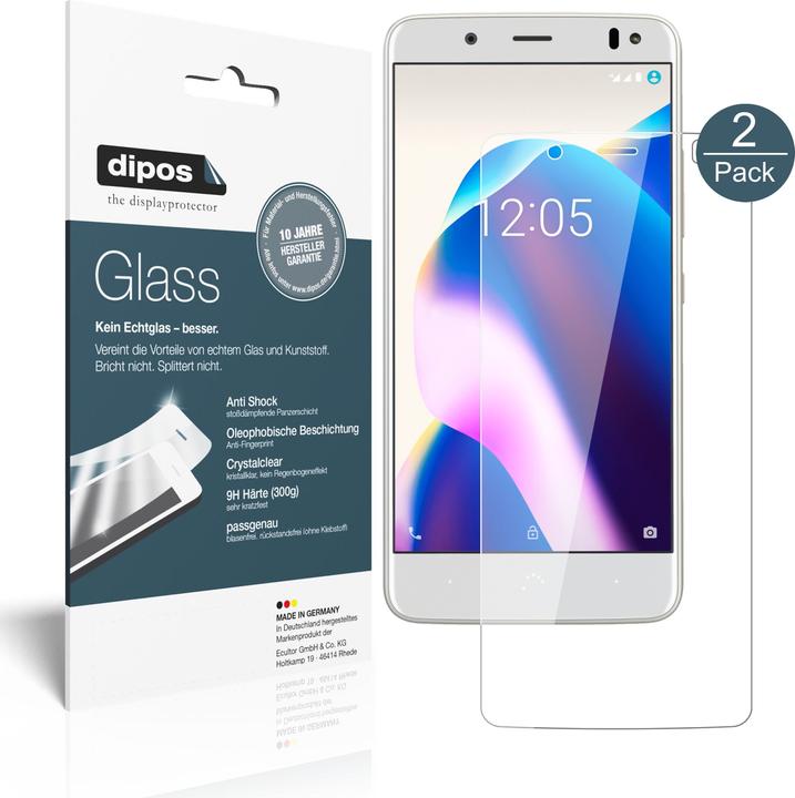 Actual product image Dipos Screen Protector Anti-Shock (2 Piece, BQ Aquaris U2 Lite)