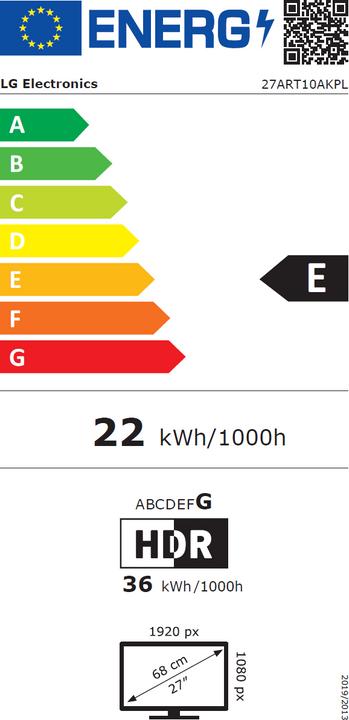 Energy Label LG StanbyME 27ART10AKPL (27", LCD, Full HD, 2024)