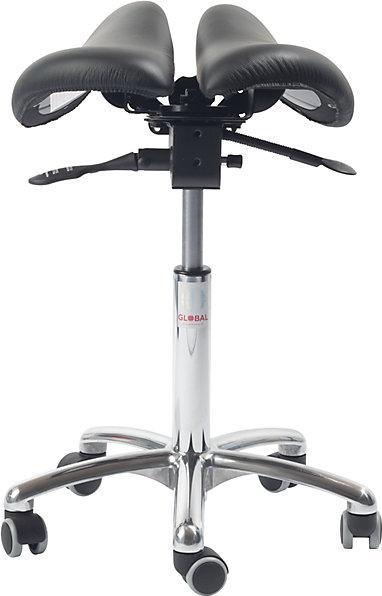 Image du produit kaiserkraft Tabouret de selle avec assise divisée, hauteur d'assise 450 - 580 mm, cuir, aluminium