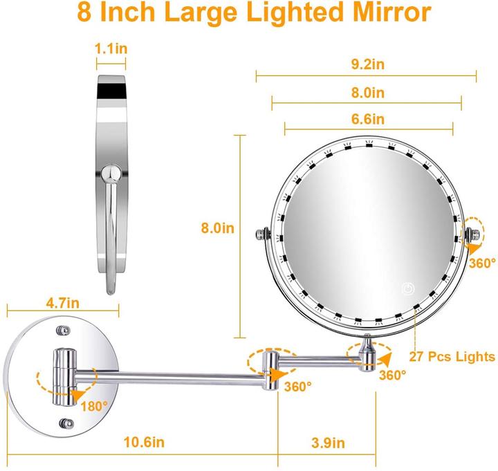 Image du produit Amelar Miroir de courtoisie éclairé