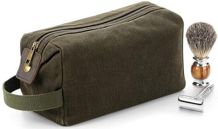 Actual product image Quadral Heritage Washed Leather Accents Toiletry Bag