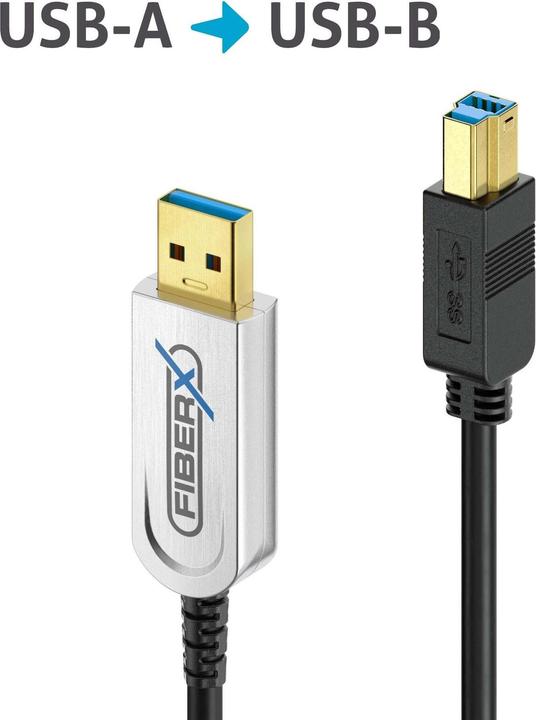 Actual product image Purelink Series - USB 3.1 Fibre Optic Cable - USB-A USB-B - 12m (12 m, USB 3.2 Gen 1, 4.50 W)