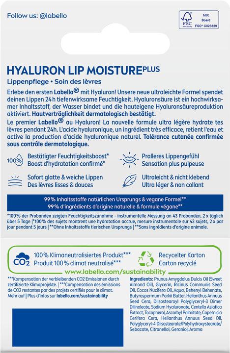 Image du produit Labello Hyaluron Lip Moisture Plus (Sticks de soin, 5.20 ml)