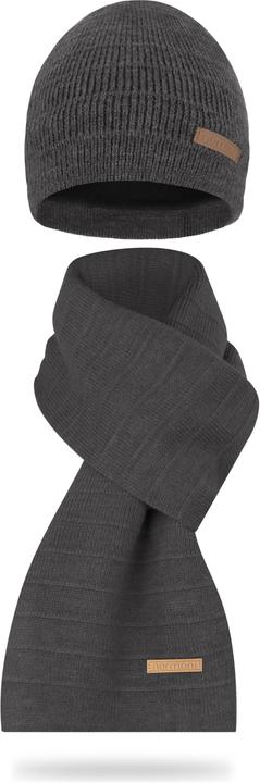 Normani Winterset „Sudbury“ mit Mütze und Schal Grau meliert (One Size)