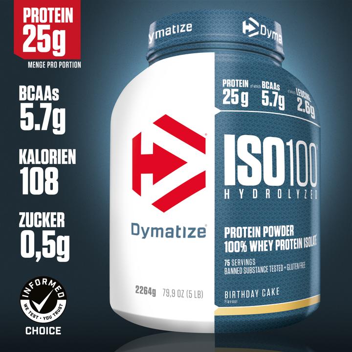 Produktbild Dymatize ISO 100 Hydrolyzed (Birthday Cake, 1 Stk., 2264 g)