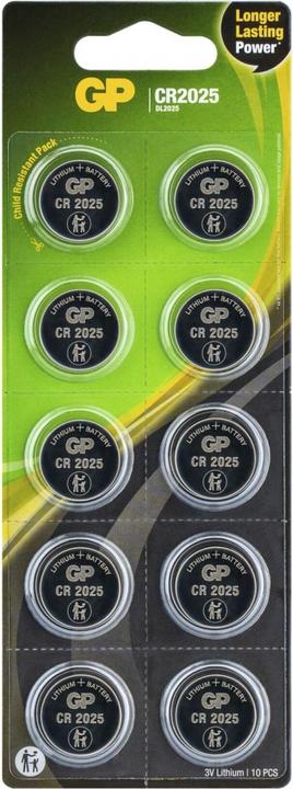Actual product image GP Batteries Button cell Lithium CR2025, 10pcs. (10 pcs., CR2025, 160 mAh)