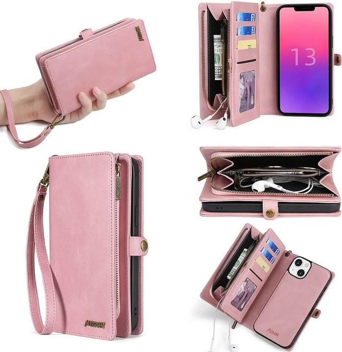 Actual product image Megshi iPhone 15 - 2-1 Wallet Case pink (Apple iPhone 15)