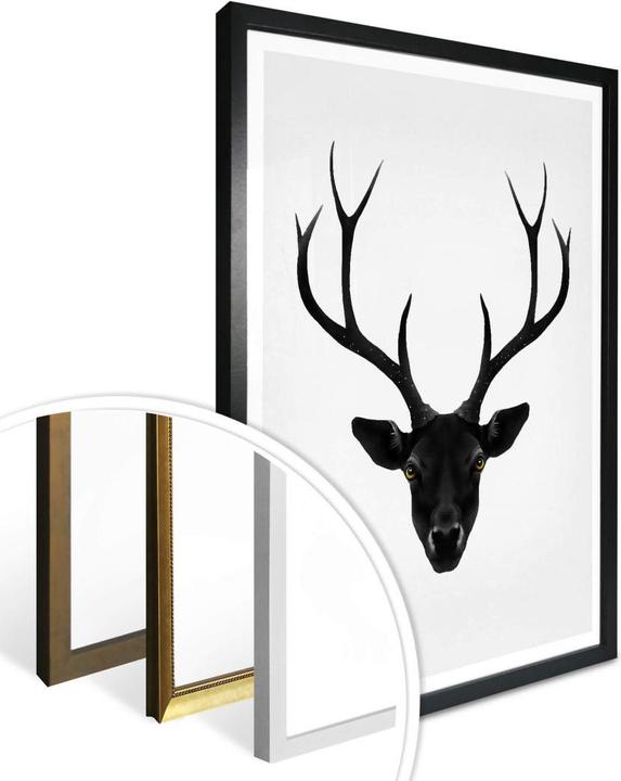 Produktbild Trenddeko The Black Deer - Schwarzer Hirsch (30 x 40 cm)