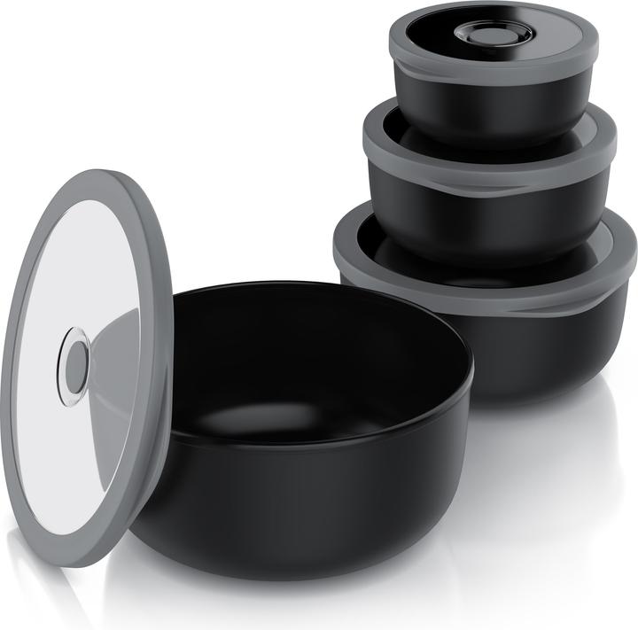 Produktbild Arendo Rührschüssel 4er Plastikschüssel-Set mit Deckel 0,35 L / 0,65 L / 1,2 L / 2,0 L, Kunststoff, rund (20 cm, 2 l, 4 x)